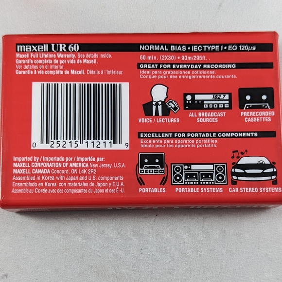 5 Sealed Maxwell UR 60 minute blank cassette tapes - Picture 3 of 4